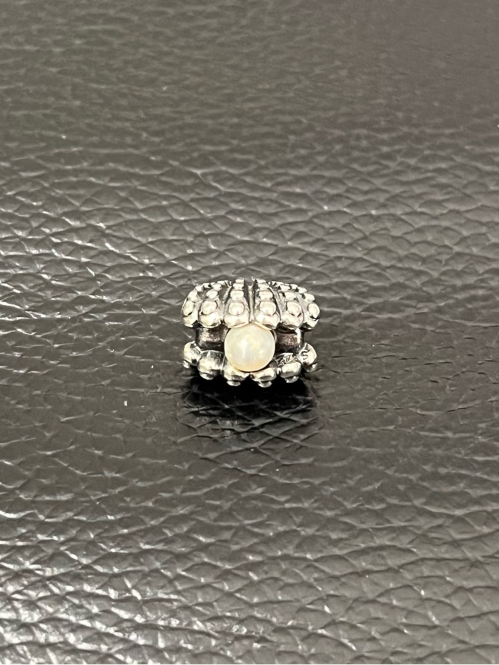 Pandora Sterling Silver One of a Kind Sea Shell Charm White Pearl Accent